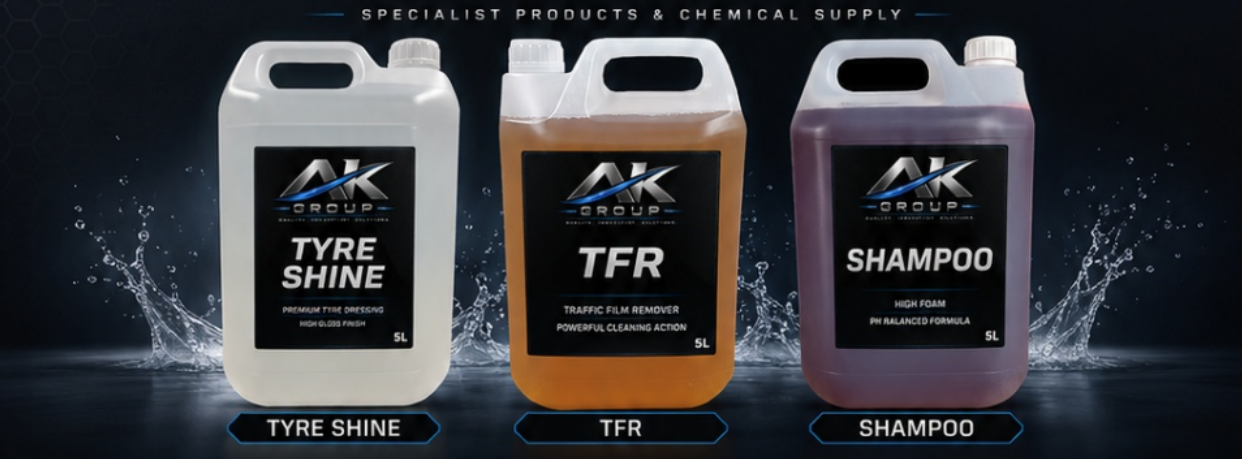 AK Group Tyre Shine, TFR and Shampoo 5 litre bottles